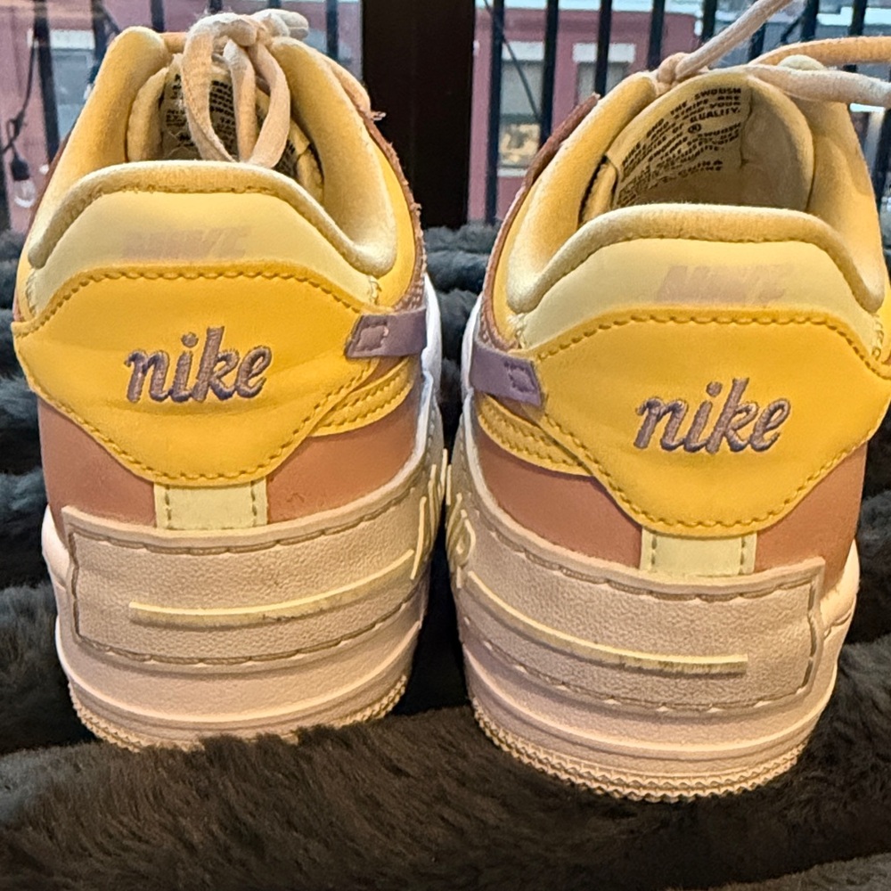 Nike AF1 Shadow Pink and Yellow Sneakers - Picture 5 of 6